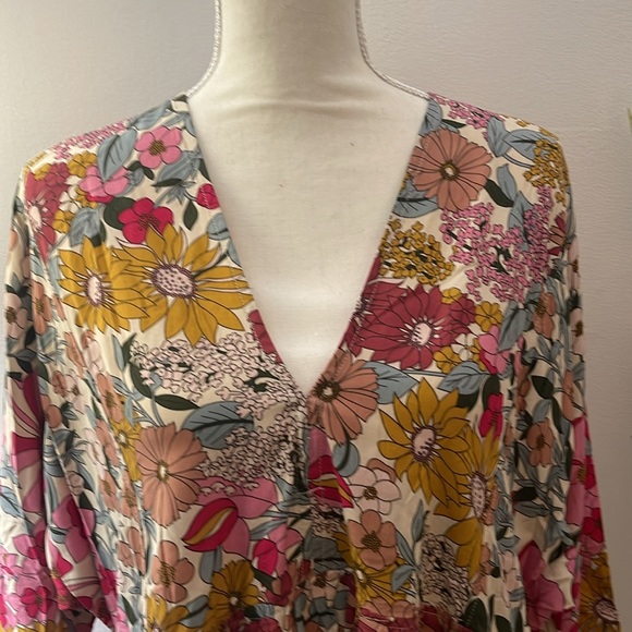 NATURAL LIFE Floral Midi Dress - Pink, Yellow, Green - Picture 4 of 7